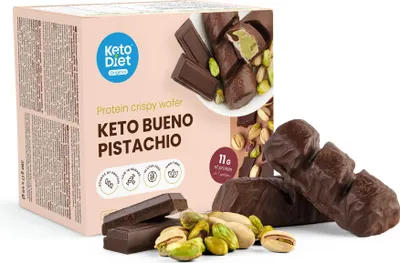 Produktbild von Protein-Waffeln Keto Bueno Pistachio mit niedrigem Zuckergehalt, glutenfrei (7 Portionen)