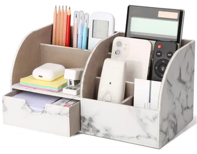 Immagine prodotto di Organizzatore da scrivania in ecopelle - aspetto marmo