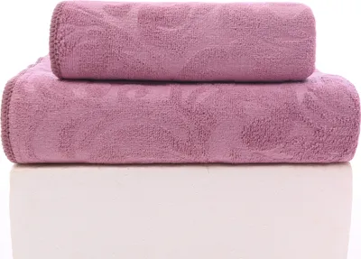 Produktbild von FEBE Ręczniki Ręcznik kąpielowy 70x140 + 50x100 cm różowy Zestaw ręczników Ręcznik kąpielowy frotte z kwiatowym wzorem Ręcznik z mikrofibry