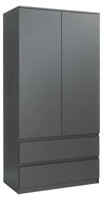 Obrázok produktu pre Skriňa do spálne s 2 zásuvkami, 2 dvierkami a 5 priehradkami, farba antracit, rozmer 90,2 x 50 x 180,5 cm