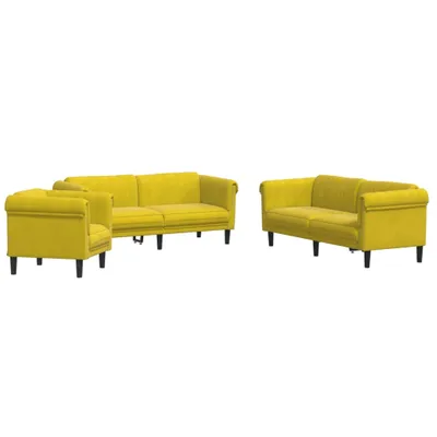 Image de vidaXL Ensemble de canapés 3 pièces jaune velours