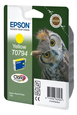 Obrázok produktu pre Epson Owl Inkoustová Yellow T0794 Claria Photographic Ink, Žltá, Atrament na pigmentovej báze, 1 kusov
