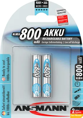 Produktbild von Ansmann NiMH-Akku Typ 900 Micro 800mAh 2er Blister