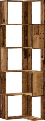 Obrázok produktu pre vidaXL Rohový regál 5 políc vzhľad starého dreva 50x50x179cm materiál na báze dreva