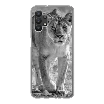 Produktbild von MuchoWow® Handyhülle Schutzhülle Hülle für Samsung Galaxy A32 5G Löwe - Schwarz - Weiß Silikon Softcase Handy Hülle - Softcase