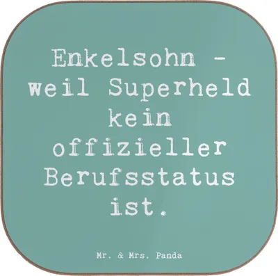 Produktbild von Mr. & Mrs. Panda Tischschoner Spruch Enkelsohn Held - Meeresbrise - Geschenk, Tassen Untersetzer, Geschenke, Familie, weinflaschenuntersetzer, Beziehung, Gläser, für