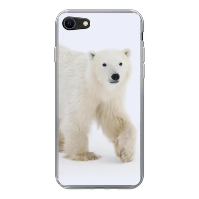 Produktbild von MuchoWow® Handyhülle Schutzhülle Hülle für iPhone SE 2022 Eisbär - Schnee - Weiß Silikon Softcase Handy Hülle - Schutzhülle