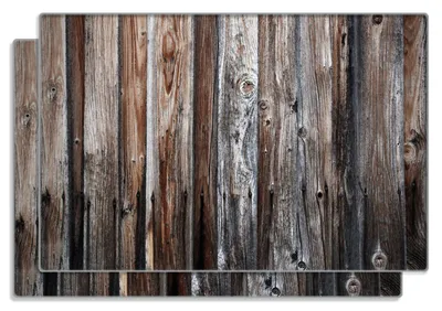 Produktbild von Wallario Frühstücksbrettchen 2er Set aus Glas, je 20 x 30 cm, mit rutschfesten Füßen, Motiv Alte Holzwand - Holzplanken in grau und braun