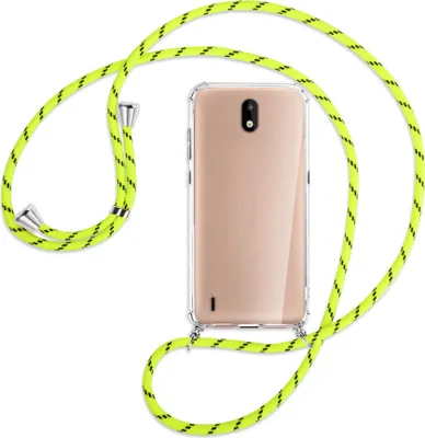 Produktbild von Handykette Backcover-Schutzhülle mit Band (Metall silberfarben) für Nokia 1.3 - neongelb