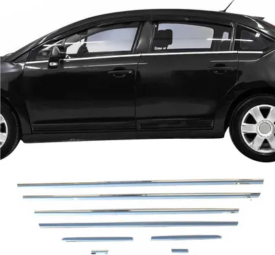 Image de Garniture Baguette de Vitre pour Citroen C4 2004-2010 en acier inoxydable 8Pcs