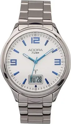 Produktbild von ADORA Funk Armbanduhr Ø 41mm silberfarben Datum Edelstahlgehäuse 5Bar