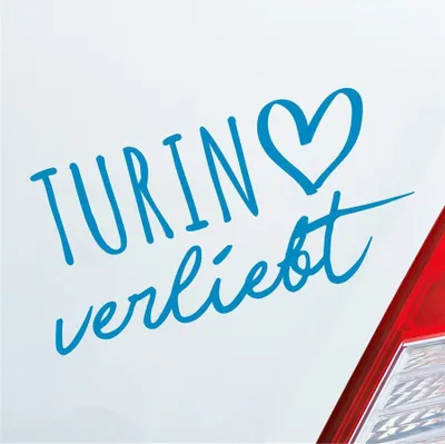 Produktbild von Auto Aufkleber Turin verliebt Herz Stadt Heimat Liebe Car 19x10 cm Hellblau Sticker Heckscheibenaufkleber