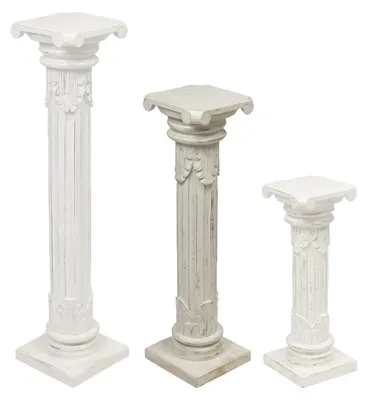 Produktbild von Säule Antike Blumensäule Dekosäule Ständer Sockel Podest Blumenständer Holz in vielen verschiedenen Designs , Säulen Variante Antik:Weiß 80 cm