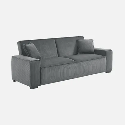 Produktbild von sweeek - 3-Sitzer-Sofa mit Schlaffunktion und Cordbezug - Dunkelgrau