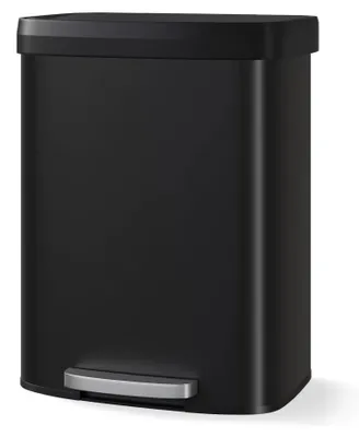 Productafbeelding van Vuilnisbak - Afvalbak voor de keuken - 60 liter - RVS - Met voetpedaal - Zachte sluiting van het deksel - Zakhouder - Zwart