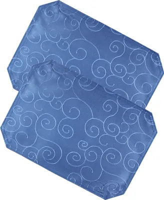 Produktbild von Tischset 2er Set 35x50 cm königsblau Struktur Damast Ornamente Platzset Untersetzer
