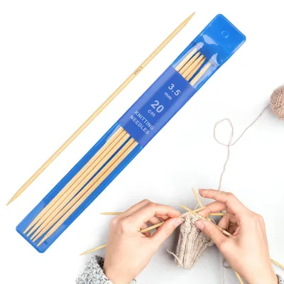 Produktbild von Bambus-Stricknadel-Set, 5-teilig, 3,5 mm, 20 cm, für Socken und Schals