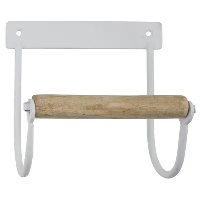 Produktbild von Laursen - Toilettenpapierhalter Weiß Metall Holz 9143-11 WC Rollenhalter Vintage