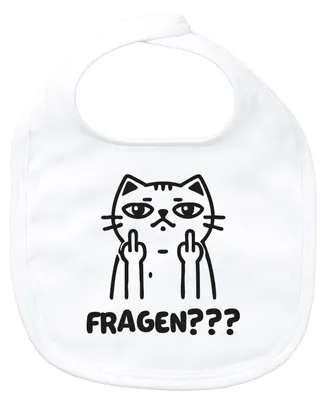 Produktbild von Huuraa Baby Lätzchen Fragen? grimmige Katze White Klettverschluss  Baumwolle Latz Geschenkidee