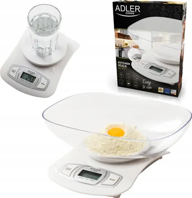 Zdjęcie produktu dla Adler AD 3137s, Elektroniczna waga kuchenna, 5 kg, 1 g, Srebrny, Blat, Przyciski