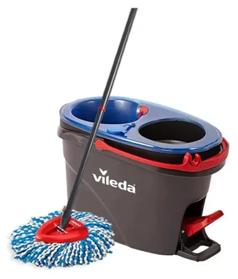 Immagine prodotto di Vileda H2PrO Spin Mop Set, tergipavimento nero/rosso, con sistema a doppio serbatoio e manico telescopico