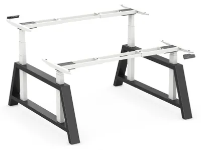 Immagine prodotto di Scrivania regolabile elettricamente - Bianco e nero - Altezza: 73,5-137,5 cm - Larghezza: 107,5-180 cm - Struttura in metallo