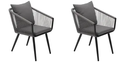 Produktbild von DEGAMO Gartensessel RIVA, Alu anthrazit + Rope grau, mit Polster grau, 2 Stück