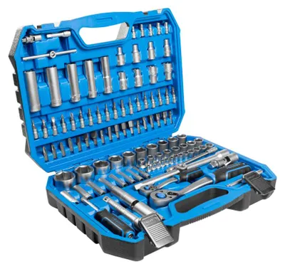Produktbild von Werkzeugsatz Högert Technik, CrV, CrMo, 112-teilig, Kunststoffbox – Werkzeugsatz Werkstatt
