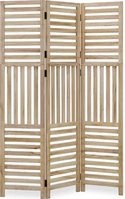 Image de Paravent Séparateur de Pièce 3 Parties Cloison en Bois Naturelle Ècran de Confidentialité