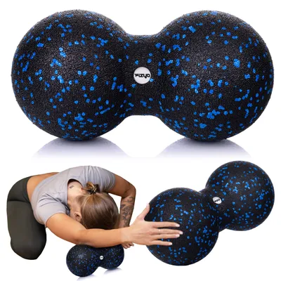 Produktbild von FIZYO Duoball 24x12 cm – Massageball für Rücken, Nacken & Wirbelsäule, Triggerpunkte, Tiefengewebsmassage & Muskelentspannung – Physiotherapie, Blau