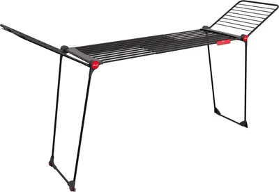 A black Vileda Wäscheständer Infinity Flex Ultimate drying rack is shown against a white background.