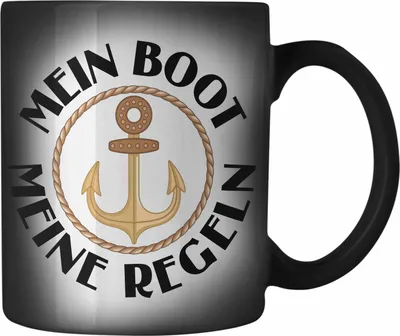 Produktbild von Trendation - Kapitän Farbwechsel Zauber-Tasse Geschenk Käptn Lustiger Spruch Bootsfahrer Sportboot Herren Segler Segeln Motoboot Lustig (Schwarz)