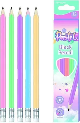 Immagine prodotto di Matita con gomma HB triangolare pastello (12 pz)