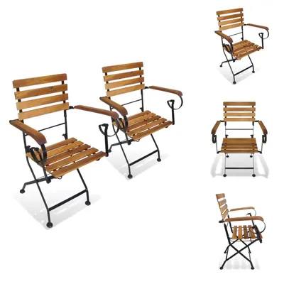 Image de vidaXL Chaises de jardin pliantes 2 pcs. acier et bois massif acacia - Chaises de jardin