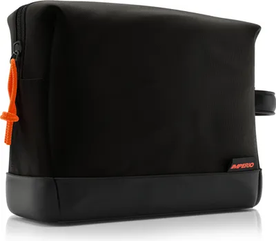 Produktbild von IMPERIO Kulturbeutel für Damen, Herren & Kinder - Stylische Design Kosmetiktasche aus strapazierfähigem Premium Canvas & veganem Kunstleder - wasserdicht mit 5 Liter Stauraum (schwarz)