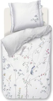 Produktbild von Pip Studio Perkal-Bettwäsche-Garnitur Bamboo Blossom Farbe Weiss Größe 135x200+80x80