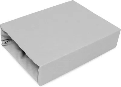 Produktbild von Best for Home Jersey Spannbettlaken 120x200 cm | Aus 100% Baumwolle, weich, atmungsaktiv, elastisch, perfekte Passform für Matratzen - Silber