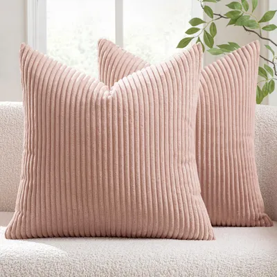 Produktbild von Kissenbezüge 2er Set Kord mit Verstecktem Reißverschluss 40x40 cm Rosa