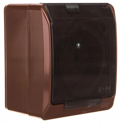 Produktbild von HERMES Einzelsteckdose mit/ohne brauner Abdeckung, transparent, 2P+Z IP44 0321-05