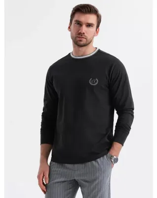 Obrázok produktu pre Ombre Clothing Pánske tričko s dlhým rukávom Ziia čierna M