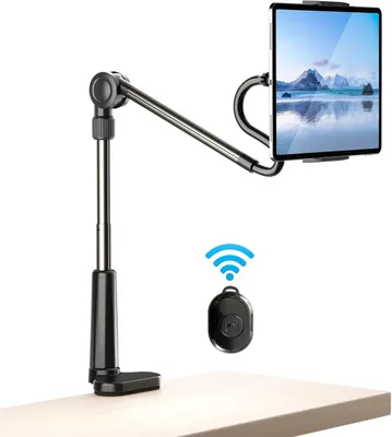 Produktbild von Handy-Halterung Flexibler Gelenkarm-Handyhalter für Schreibtisch & Bet -360° drehbar bis 10,5 Zoll, Mit einem Bluetooth-Controller ausgestattet, könne
