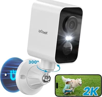 Produktbild von ieGeek 300° Pan Überwachungskamera Aussen mit Magnetische Montage, 3MP Kabellose Aussen&Innen, Bewegungserkennung, Farbige Nachtsicht, 2-Wege Audio
