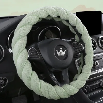 Obrázok produktu pre Poťah na volant, plyšový, mäkký, zelený, veľkosť 39-41 cm