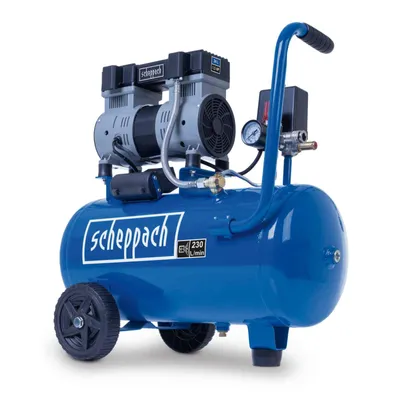 A studio shot of a portable air compressor.