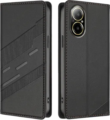 Obrázek produktu pro Pouzdro pro Realme C67 4G,Polyuretankožené peněženkové pouzdro s přihrádkou na karty a funkcí stojánku Schwarz
