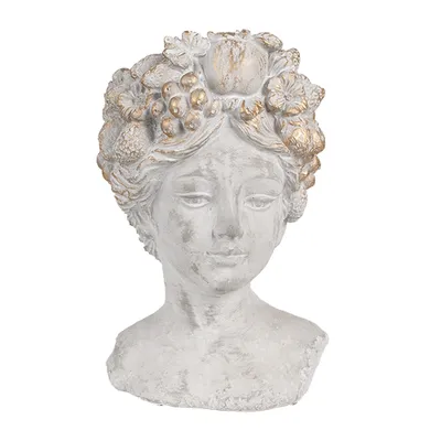 Image de Clayre & Eef Pot de fleurs intérieur Femme 14x14x22 cm Gris Pierre