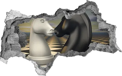 Produktbild von Selbstklebender Loch-3D-Aufkleber 95x73 cm Schach Pferd