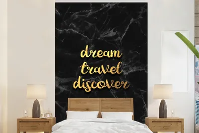 Obrázek produktu pro MuchoWow® Fototapety do obývacího pokoje nebo ložnice tapety vinylové motivy tapety Citace - Cestování - Zlato - Mramor 170x260cm