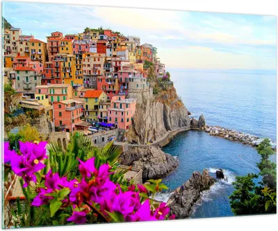 Produktbild von Bilder auf glas - Italien küste felsen landschaft - 100x70cm - Glasbilder - Wandbilder - Kunstdruck - zum Aufhängen bereit - Wanddekoration aus Glas - Glas Bilder - Wandbild auf Glas - GAA100x70-2684