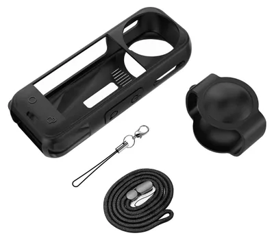 Image de INF Housse en silicone et cache d'objectif noir 11.5cm pour Insta360 X5